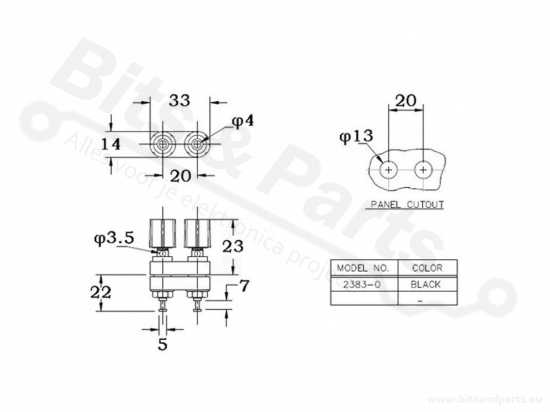 Laboratoriumconnector / aansluitklem banaanplug dubbel zwart/rood